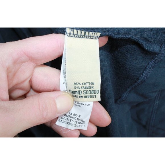 LL Bean Navy Blue Cotton Blend Robe Long Full Zip Size L Pet - Picture 8 of 12